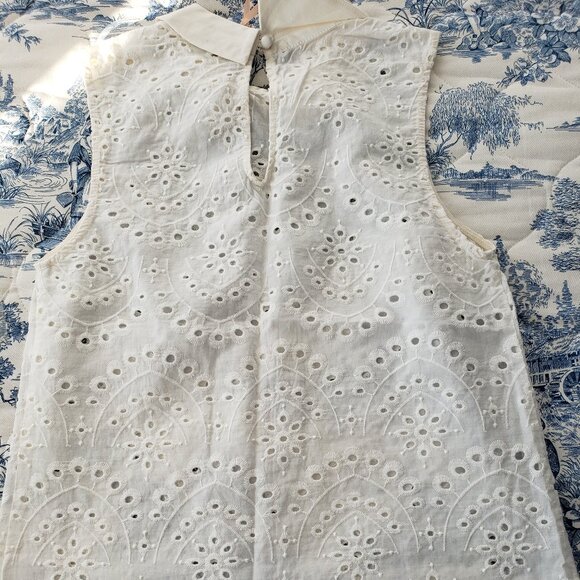 Modcloth Eyelet In The Sun Embroidered Collared White Top - Picture 6 of 8